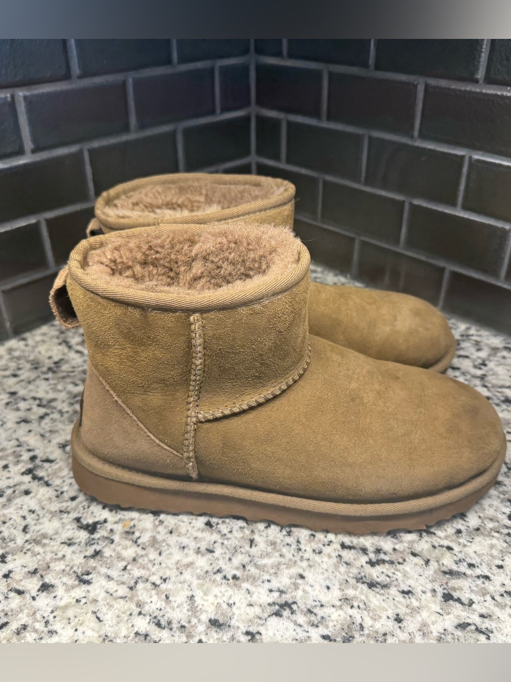 UGG women’s brown booties, sz 7
